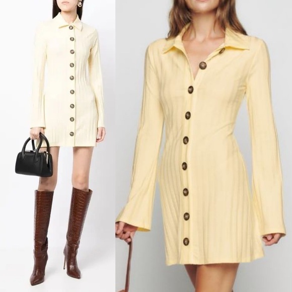 Reformation Benton Knitted Dress in Yellow XS - Picture 9 of 9